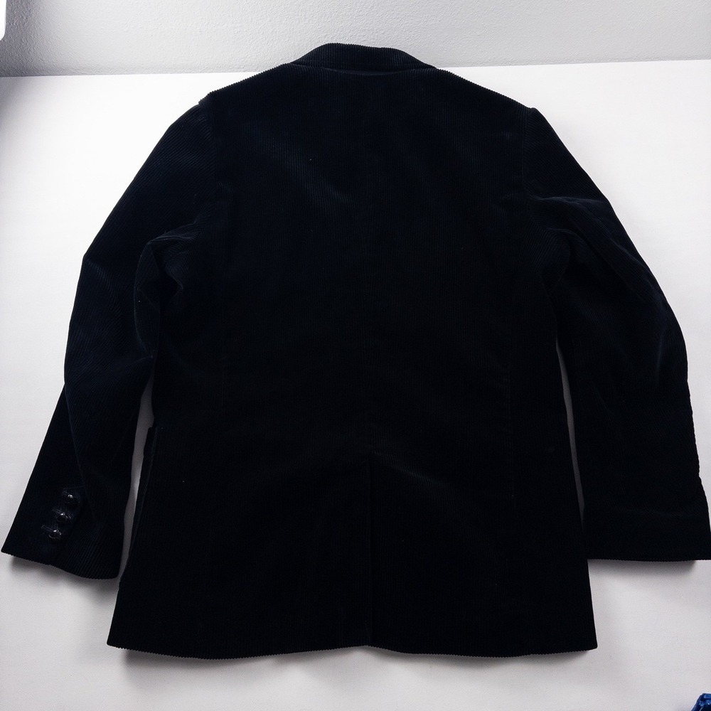 Eddie Bauer Corduroy Blazer Men 42 Black Leather Shank Button Vintage Sport Coat - Picture 4 of 10
